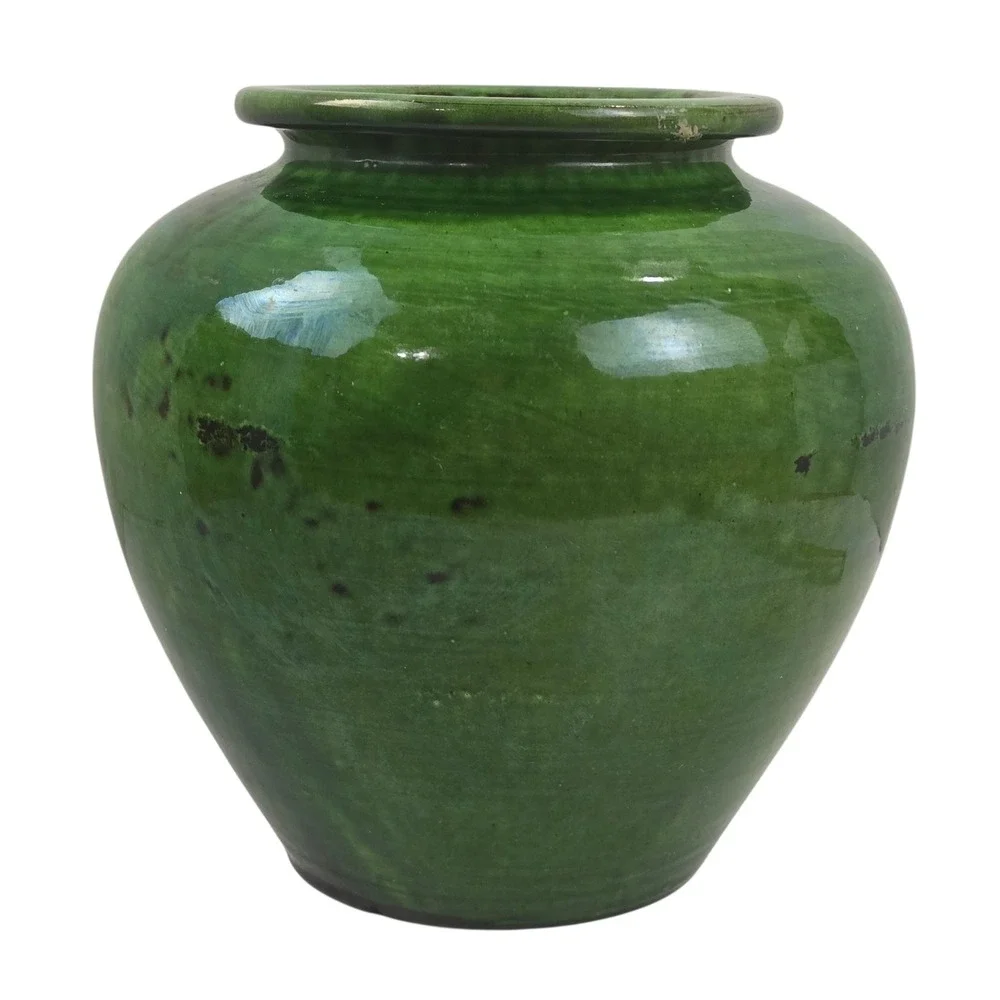 Signed Mid-Century Poterie Ravel Aubagne Green Glazed Terracotta 8